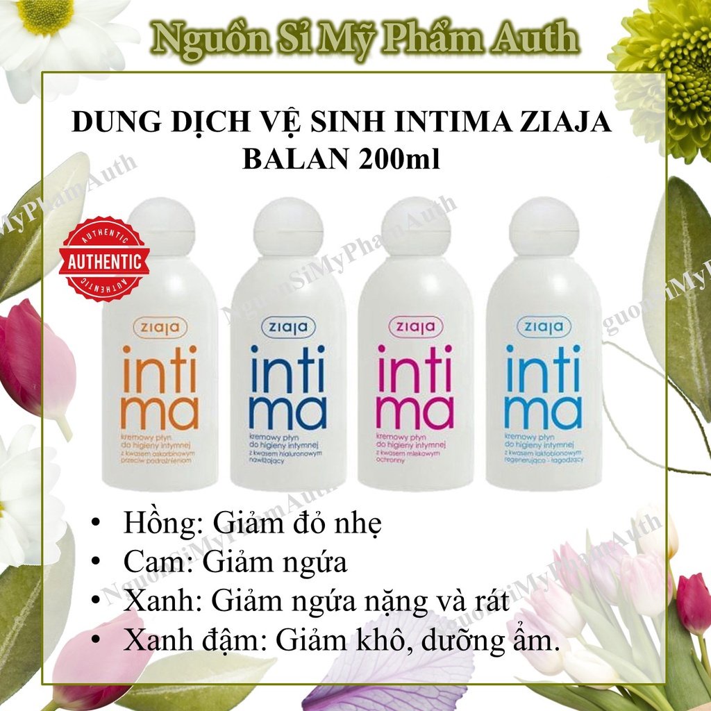 [CHÍNH HÃNG] Dung dịch vệ sinh phụ nữ Intima Ziaja - Bộ 4 màu(dạng sữa)  - Sản phẩm y khoa khuyên dùng an toàn