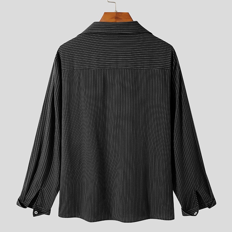 Áo sơ mi tay dài cổ bẻ họa tiết kẻ sọc thời trang cho nam