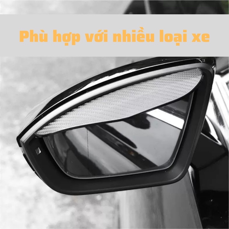 Set 2 miếng dán che nắng, vè che mưa chất liệu sợi carbon PVC bảo vệ gương chiếu hậu cho xe ô tô phukienxehoith