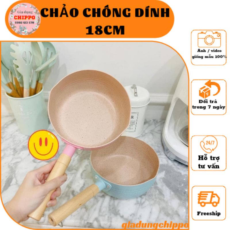 Chảo chống dính 18cm /Chảo Lòng Sâu /nồi nấu bột -  Tiện Dụng Chiên, Xào, Nấu