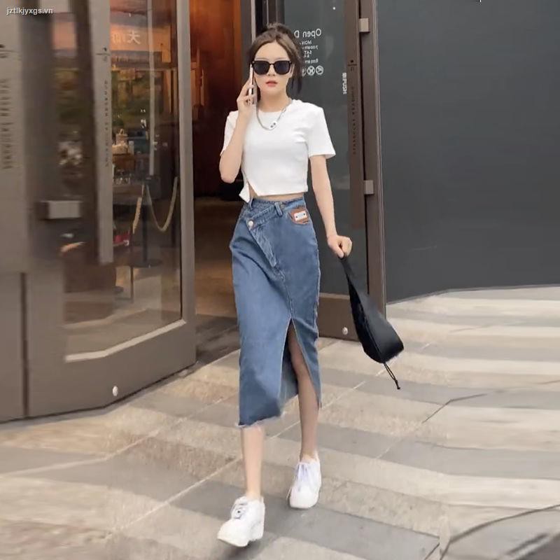 Chân Váy Jeans Xẻ Tà Thời Trang Cho Nữ