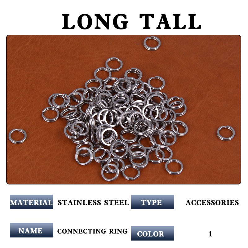 50/ 100 vòng thép không gỉ màu bạc cho câu cá