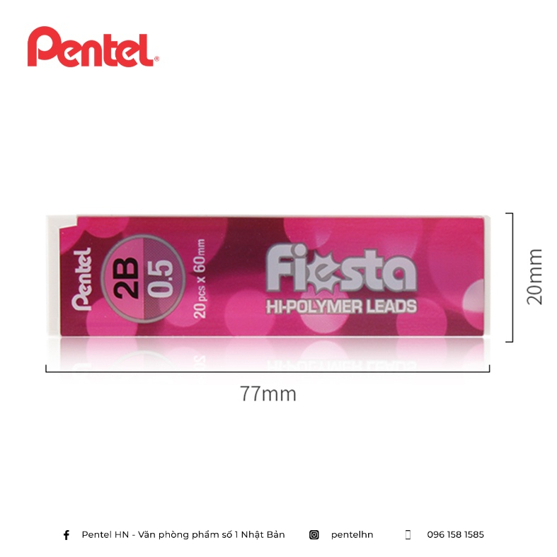 Ruột Chì Kim Pentel Fiesta C235TF HB/2B Ngòi 0.5mm (20 Ruột/Tuýp)