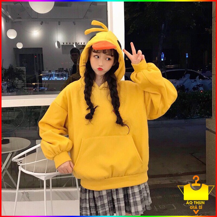 Áo Hoodie Unisex Tay Dài Form Rộng Chui Đầu Có Mũ Oversized Hình Con Vịt phong cách Hàn Quốc cá tính, Chất.