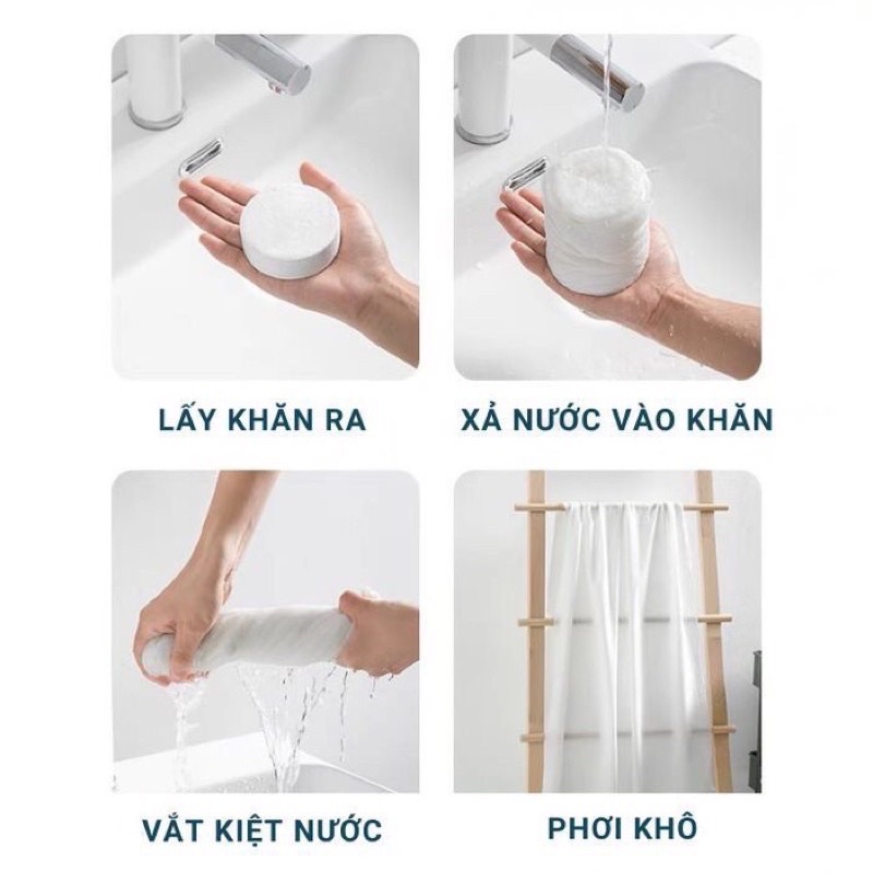 Khăn tắm nén du lịch tiện lợi (70x140cm)- Khăn tắm khách sạn Cotton dạng viên nén dùng 1 lần hàng chuẩn Nội Địa Trung