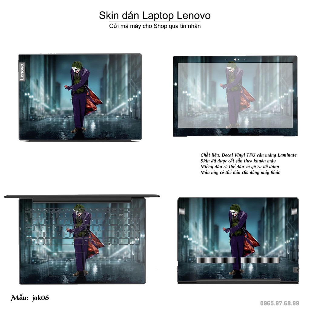 Skin dán Laptop Lenovo in hình Joker (inbox mã máy cho Shop)