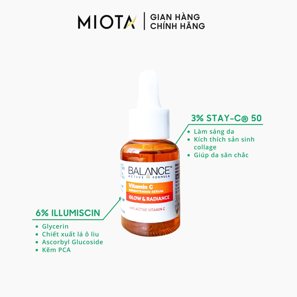 Serum Sáng Da, Mờ Thâm Balance Active Formula Vitamin C Brightening 30ml