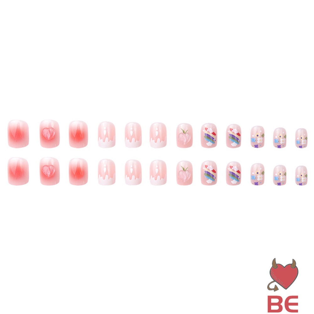 Set 24 móng tay giả YADORNOS trong suốt màu hồng đào lâu trôi cho nữ