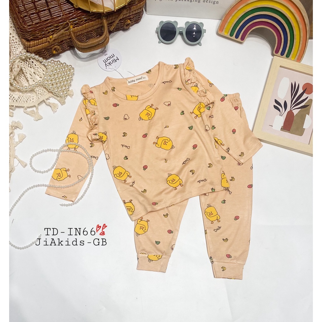 Bộ Dài Tay THUN LẠNH MINKY MOM In Hình Toàn Thân Cánh Tiên Dễ Thương Bé Gái TD-IN66