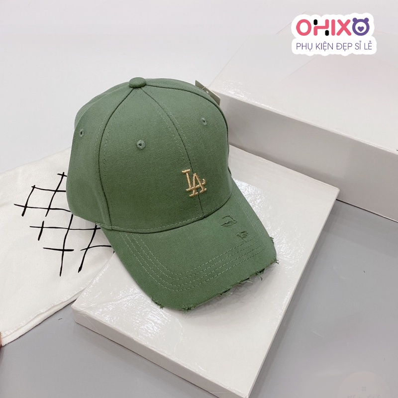 Mũ lưỡi trai nón kết LA thêu chữ rách bản xuất hàn cao cấp đơn giản thời trang phong cách ulzzang nhiều màu OHIXO LT20