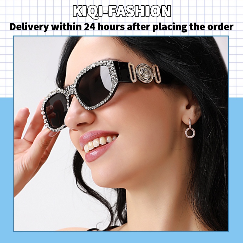 (KIQI-FASHION) COD Kính Mát Gọng Oval Nhỏ Chống Tia Uv400 Phong Cách Châu Âu Thời Trang Sang Trọng Cho Nữ