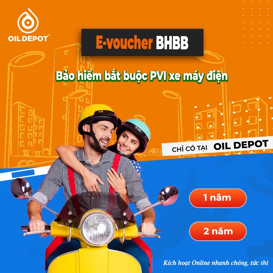 Bảo hiểm bắt buộc PVI Oil Depot - Xe máy điện - 2 năm