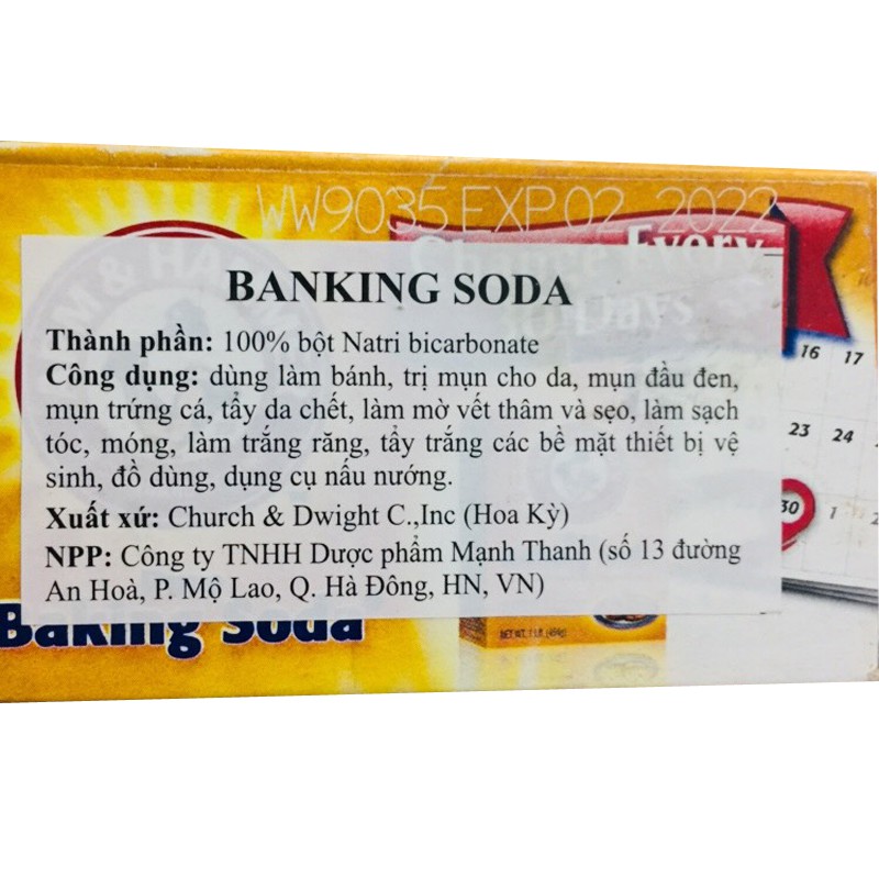 [HÀNG NHẬP] Bột Baking Soda Mỹ dạng bột hộp - 454g