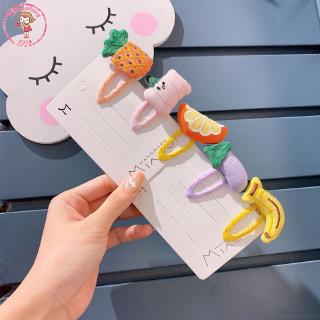 KIDS Kẹp tóc/Thun cột tóc bằng vải gắn hình trái cây dễ thương dành cho bé gái