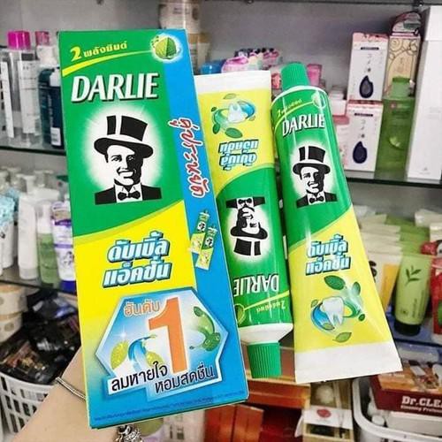 Kem đánh răng Thái Lan Ông Tây đen - Darlie 170ml bạc hà 1 hộp 2 tuýp