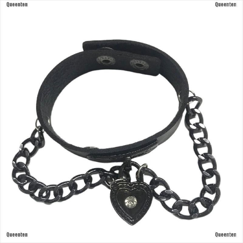 ★Queen★Personality Punk  Gothic Rhinestone Heart Spikes Leather  Jewelry Bracelet Gift