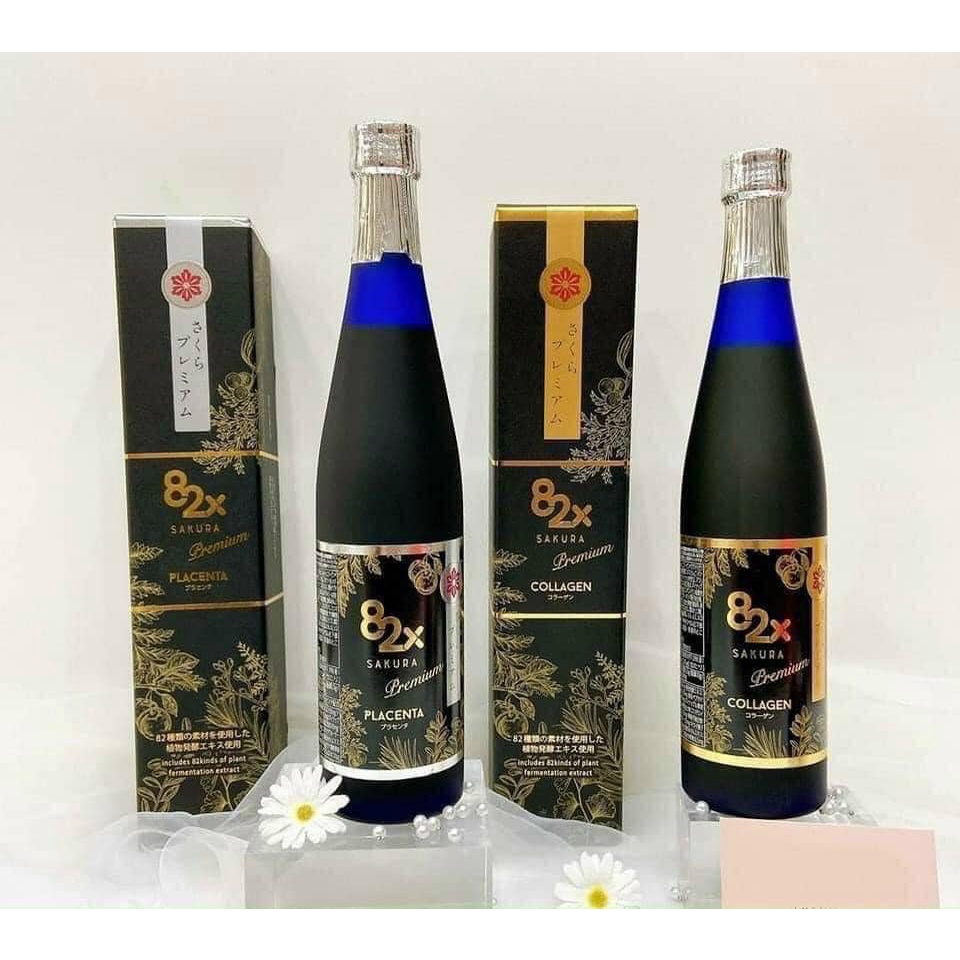 COLLAGEN 82X SAKURA PREMIUM Dòng Cao Cấp Nhật Bản Dạng Nước 120.000mg Collagen Peptide Từ Cá Và 82 Loại Thực Vật