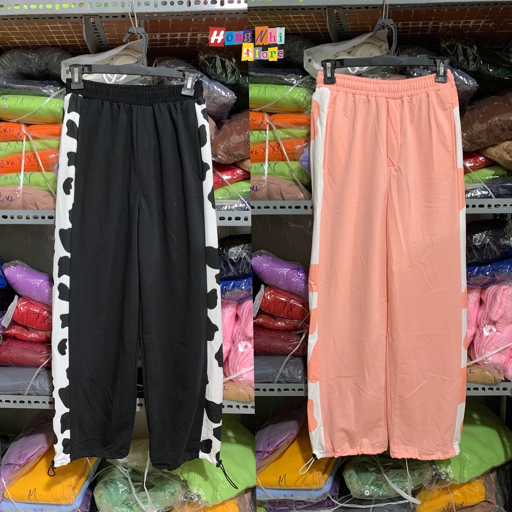 Quần Jogger Line Ulzzang Unisex Jogger Phối Sọc In Hình Dây Rút Lai Ống Rộng - MM