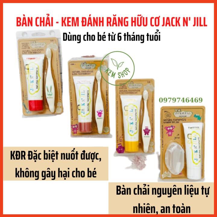 [CHUẨN AUTH] Set Bàn chải và Kem đánh răng hữu cơ Jack N' Jill cho Bé từ 6 tháng tuổi - Xuất xứ Úc