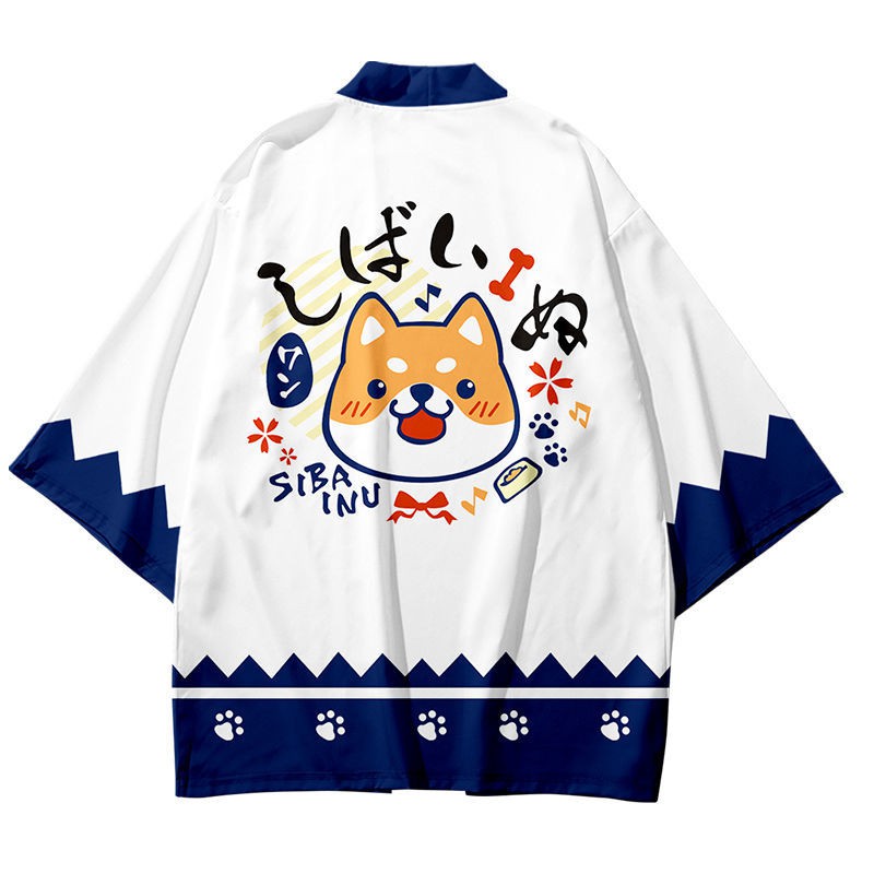 Anime Ngoại vi Nhật Bản Kimono Haori Akita Shiba Inu GỌI Trang phục trí Nội thất cho Nam và Nữ Cặp đôi Bình thường [