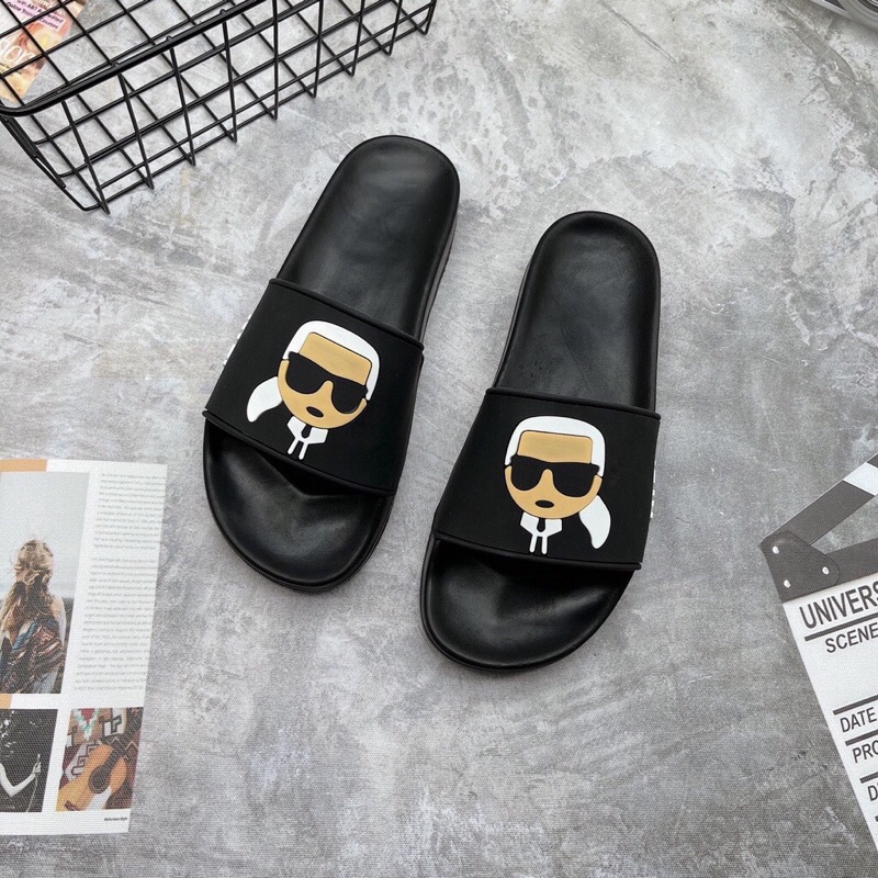 Dép quai ngang nam,nữ kiểu KARL đế nhẹ chống trơn trượt cao 3cm.Đức Nội Shop