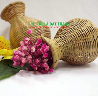 Giỏ cắm hoa mây tre đan mini trang trí, chụp hình xinh xắn