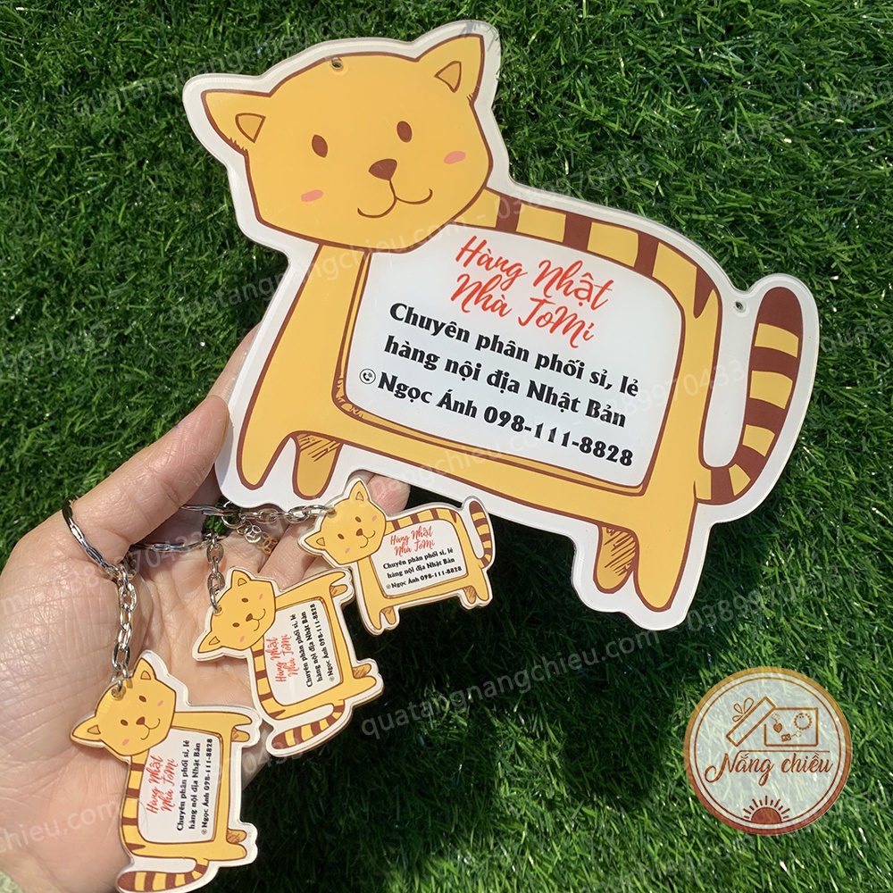 Bảng shop bán hàng nhập khẩu, đạo cụ chụp ảnh shop, chất liệu mica sáng bóng, hình con hổ