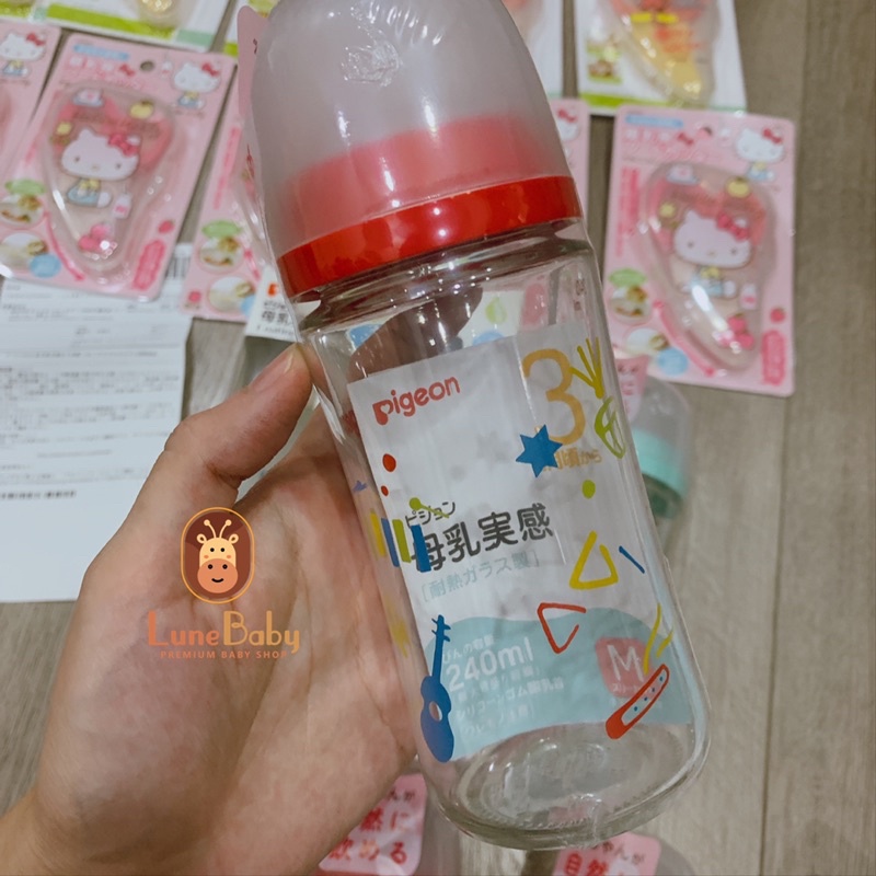 Bình sữa Pigeon thuỷ tinh nội địa Nhật 160ml/240ml