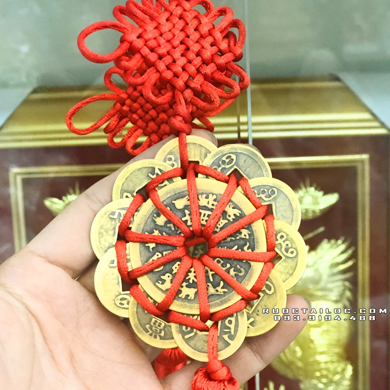 Dây Treo Tài Lộc Hoa Mai Thập Toàn Bằng Đồng Xu Cổ Kết Như Ý