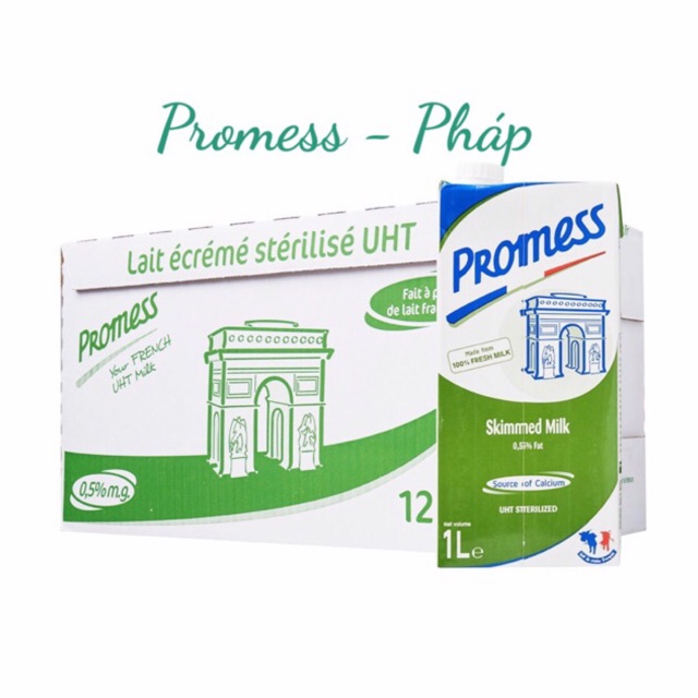 [ DATE MỚI NHẤT ] THÙNG 6 HỘP SỮA TÁCH BÉO PROMESS PHÁP ( 1 Hộp/ 1L )