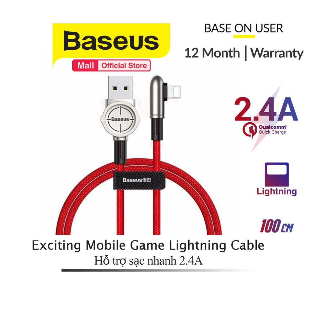 Cáp sạc Baseus Exciting Mobile Game Lightning Cable dành cho iPhone/ iPad (2.4A, Fast Charging) chơi game siêu bền