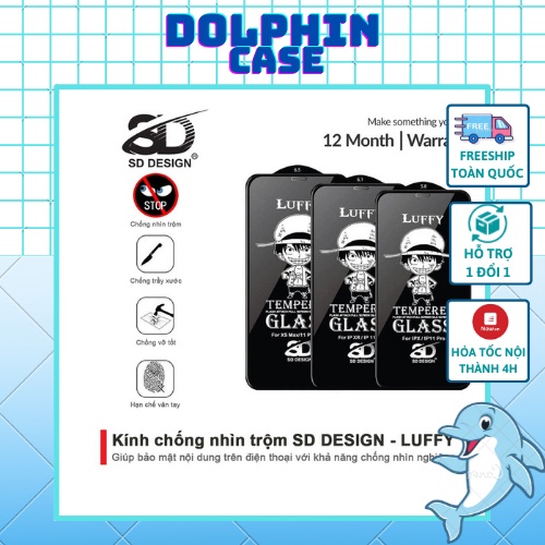 Kính cường lực chống nhìn trộm LUFFY [Loại Cao Cấp] DOLPHIN CASE cho IPHONE