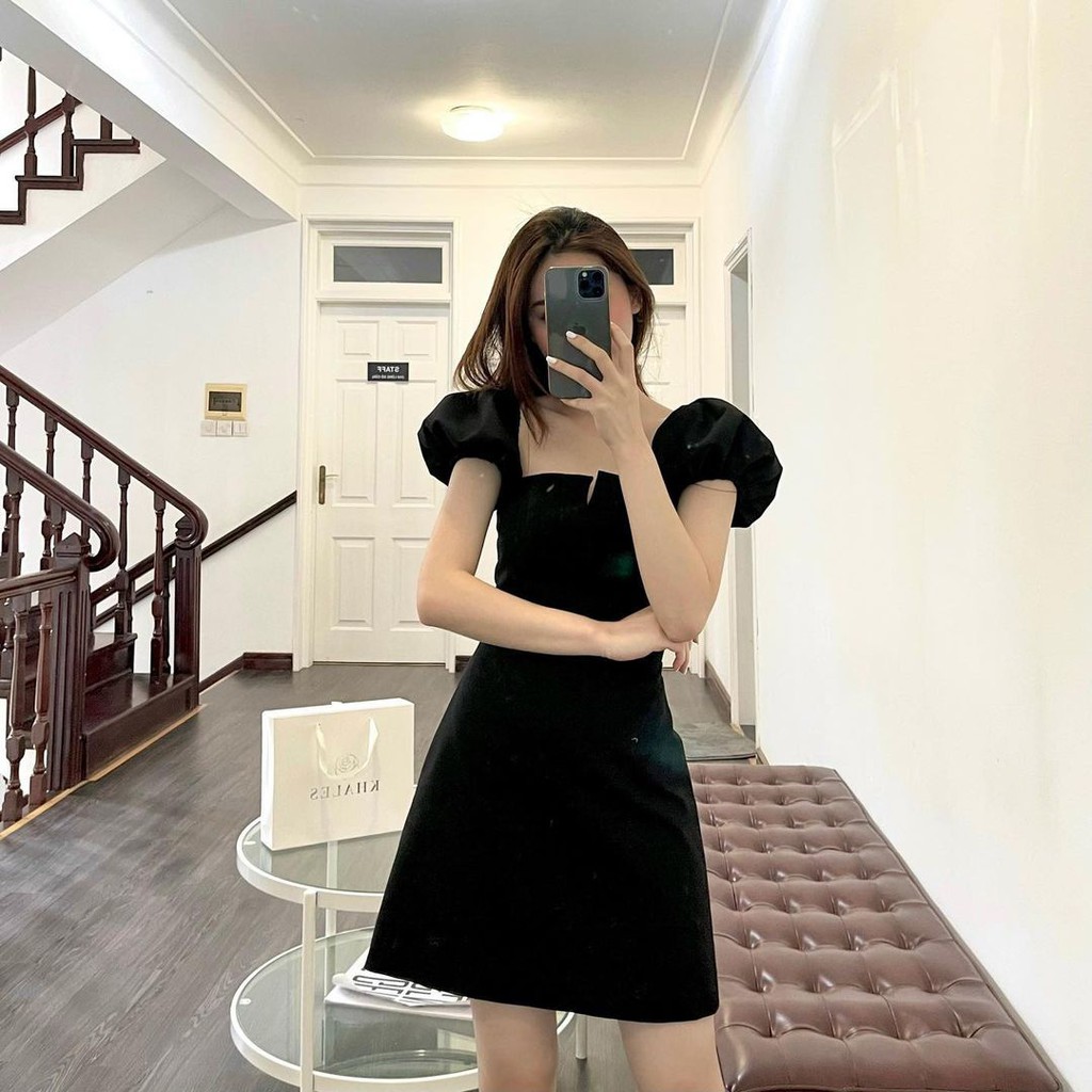 Váy Yves Dress - Đầm nữ cổ vuông phối tay phồng tôn dáng hàng thiết kế