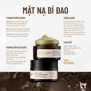 Mặt Nạ Bí Đao Cocoon Thuần Chay 30ml (Winter melon face mask)