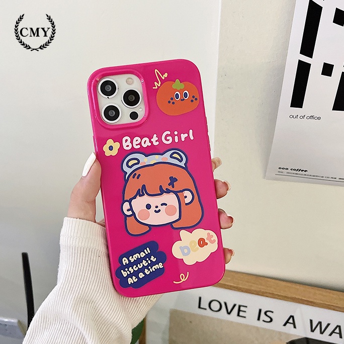 Ốp điện thoại TPU hình bé gái và quả cam thích hợp cho iPhone 11 Pro Max X Xr Xs Max 7 8+ Se 2020 12 pro max 12 mini