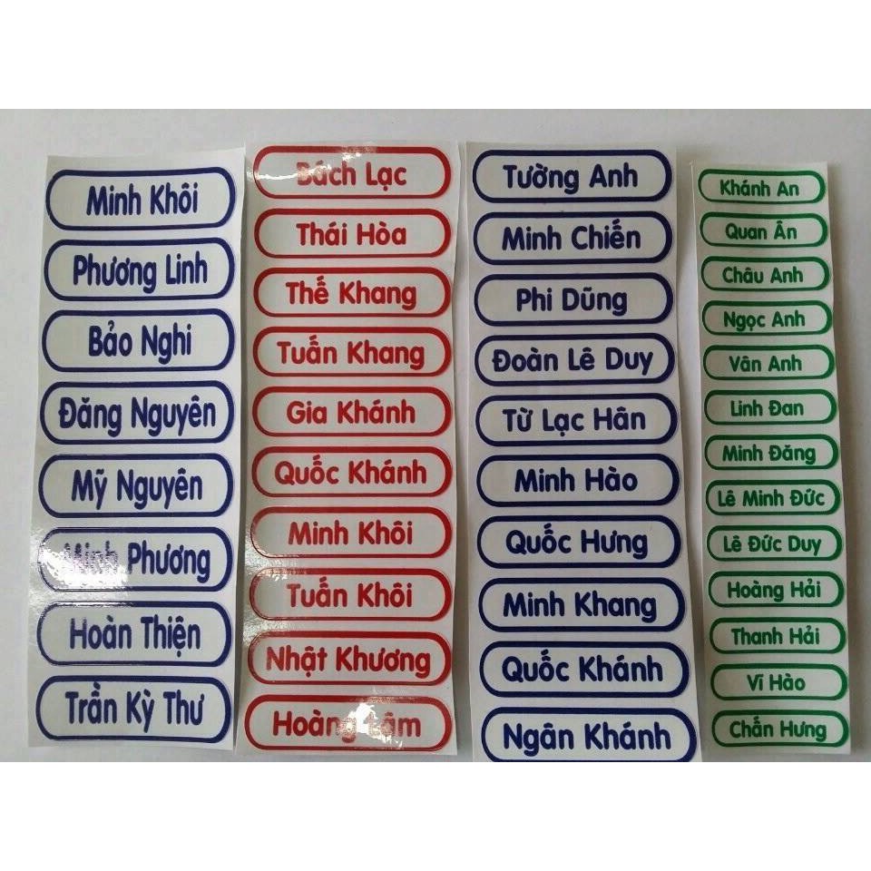 Bảng tên, nhãn tên học sinh, logo công ty vải keo ủi