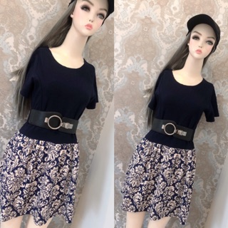 Đầm dáng xoè hoạ tiết