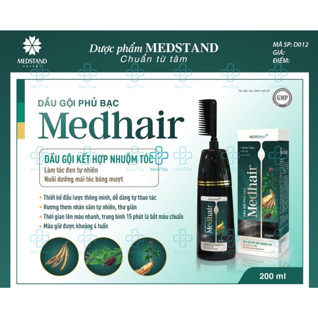 Dầu Gội MEDHAIR - Dưỡng Tóc, Nhuộm Tóc, Hư Tổn, Suôn Mượt, Đen Bóng (Lọ 200ml)