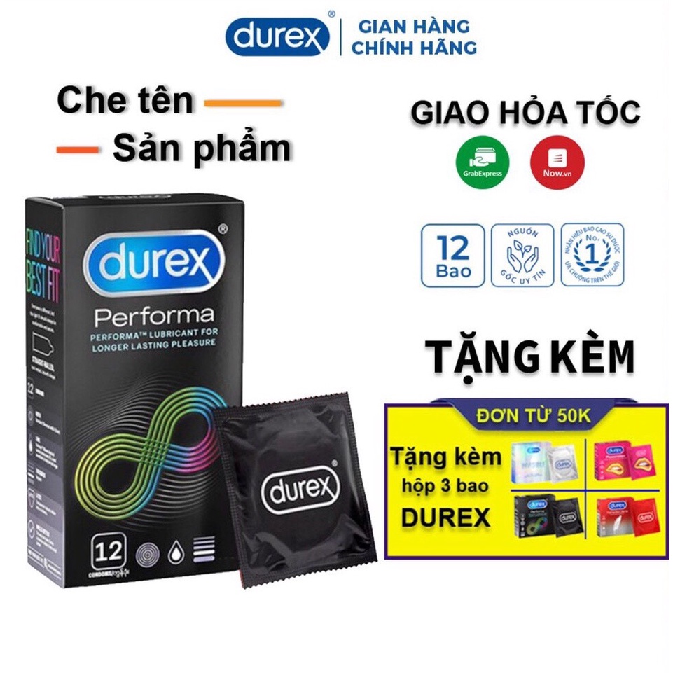 Bộ BCS Durex Performa 12 chiếc tặng ngay 1 hộp 03 chiếc cùng loại