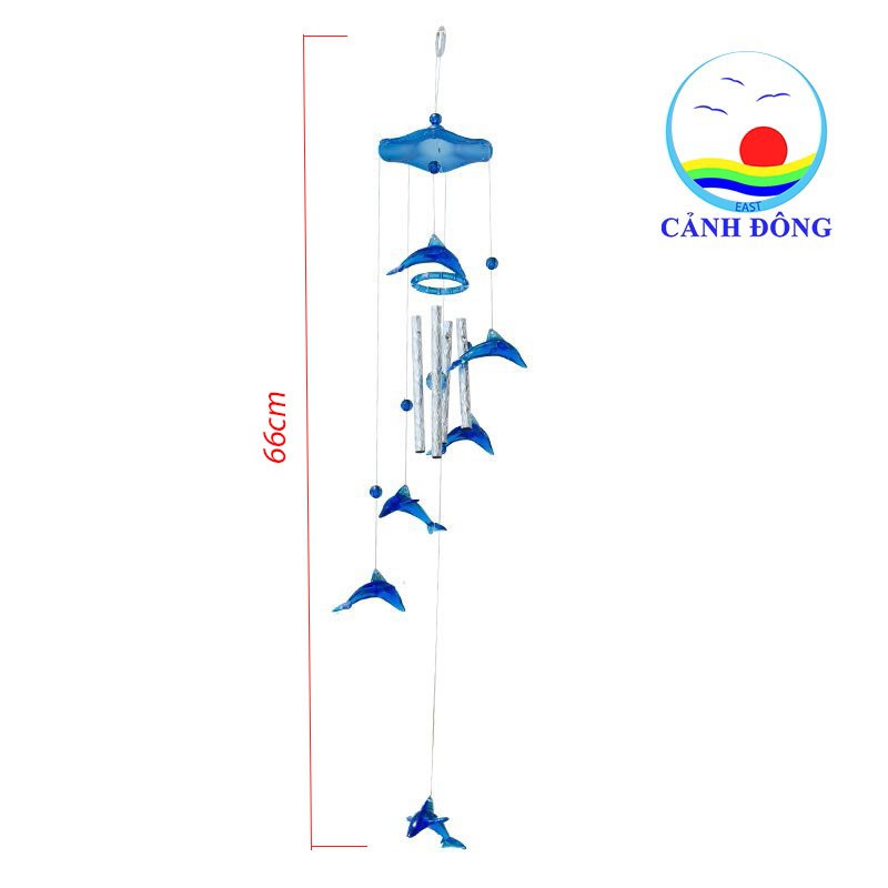 Chuông gió cá heo 4 thanh kim loại đáng yêu