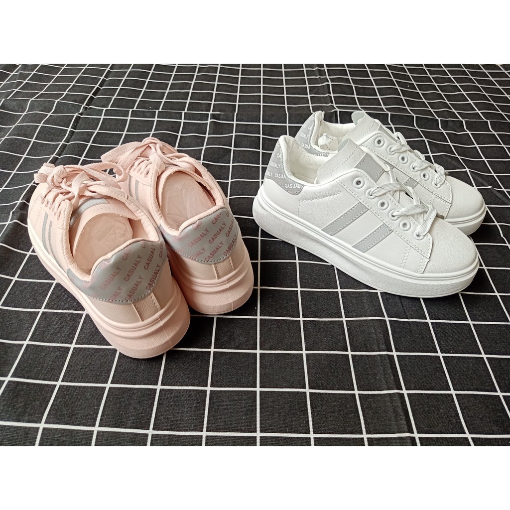 Giày sneaker nữ phản quang 2 sọc đẹp siêu hot ( ảnh thật ) [FREE SHIP]