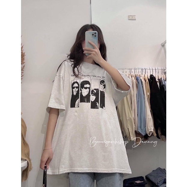 Áo Thun The Velvet AH61 Mác 3158 Form To Rộng Unisex Hàng Quảng Châu Chất Tuyết Nhung Loại 1