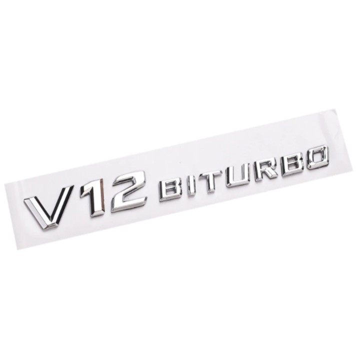 Decal tem chữ V12-Biturbo dán hông xe ô tô Mercedes - Chất liệu nhựa ABS cao cấp được mạ Crom - 2 màu: Đen và Bạc