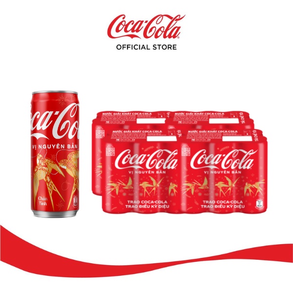 Thùng/Lốc 24 Lon Nước Giải Khát Coca-Cola Vị Nguyên Bản Original Lon 320ml