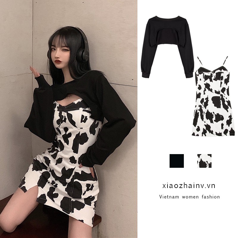 Xiaozhainv Áo Sweater + Đầm Họa Tiết Da Beo Độc Đáo Thời Thượng Dành Cho Nữ | BigBuy360 - bigbuy360.vn