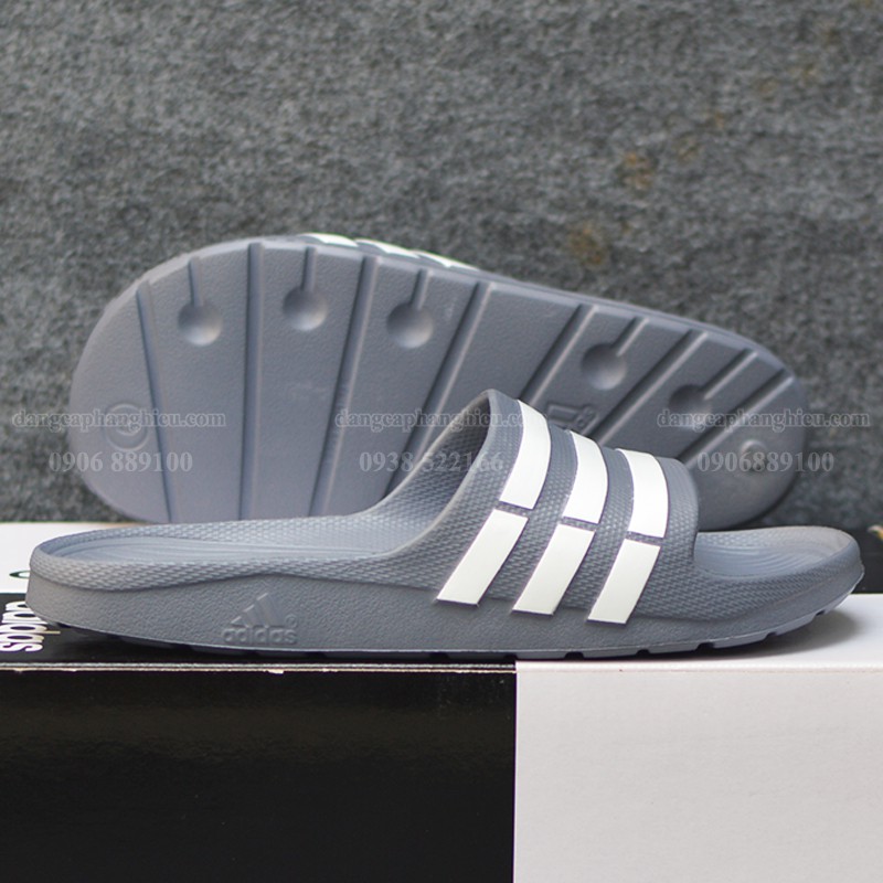 DÉP ADIDAS DURAMO CHÍNH HÃNG MÀU XÁM SỌC TRẮNG