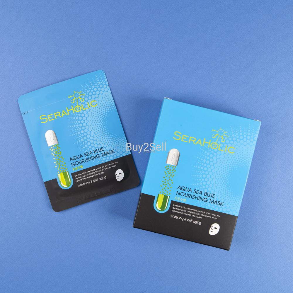 MẶT NẠ LÀM TRẮNG, CHỐNG NHĂN NƯỚC BIỂN XANH – SERAHOLIC (10 miếng/hộp)