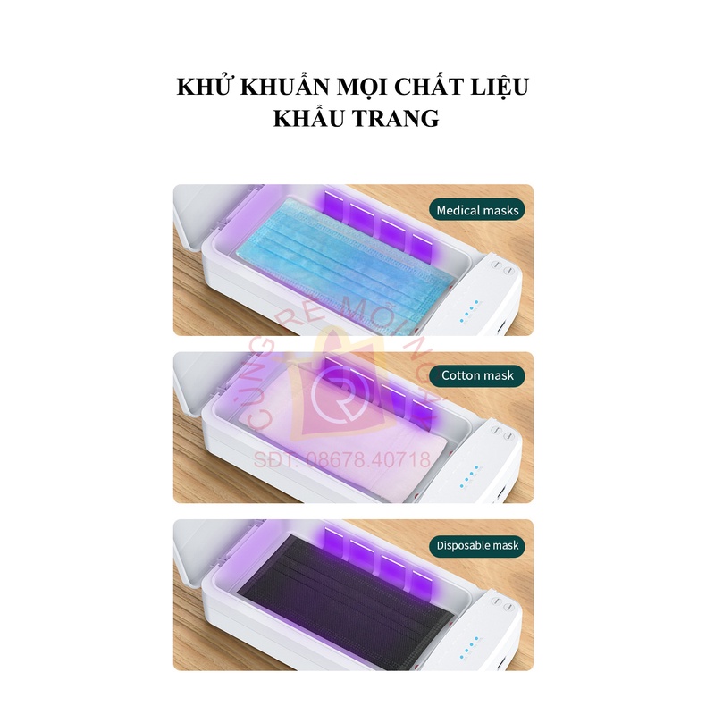 Súng khử khuẩn, khử trùng nano cầm tay, súng phun khử khuẩn và hộp khử khuẩn UV vệ sinh điện thoại, khẩu trang