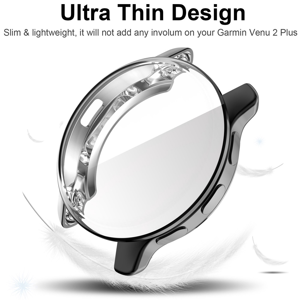 Miimall Ốp Lưng Nhựa TPU Mềm Trong Suốt với Kính Cường Lực Cho Garmin Venu 2 Plus