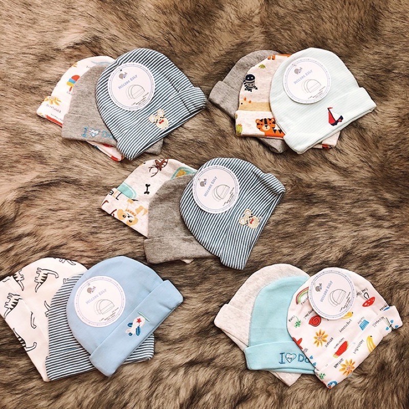 Set 3 nón sơ sinh từ 0-6m